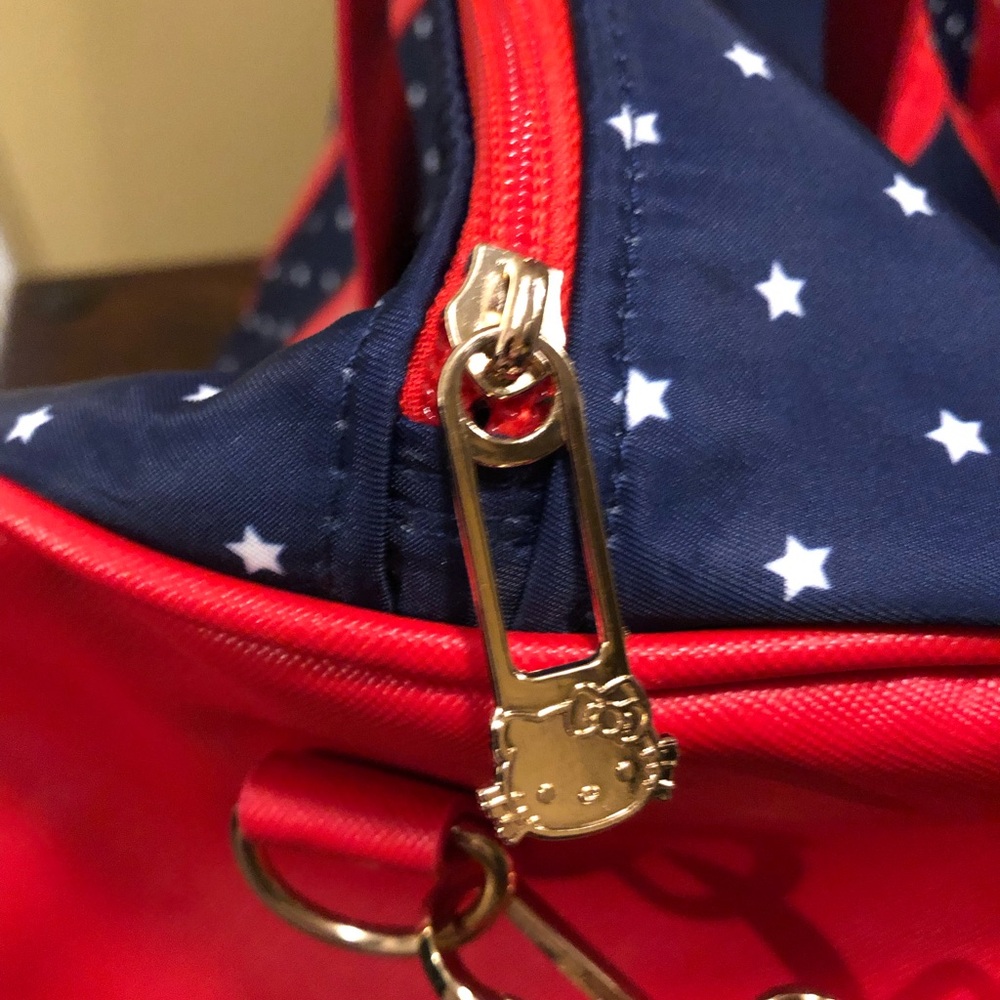 Hello Kitty & Friends Rolling Duffel Bag Navy Red Stars Carry On Luggage Wheels - Picture 4 of 13